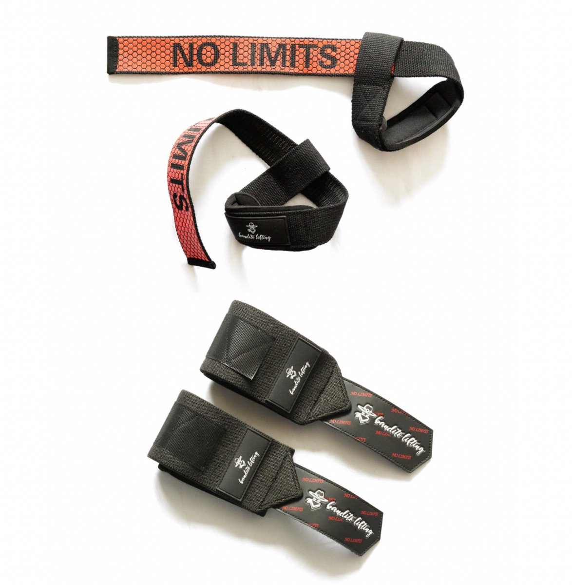 Lifting Straps & Wrist Wraps set - grip in gym - Bandito lifting