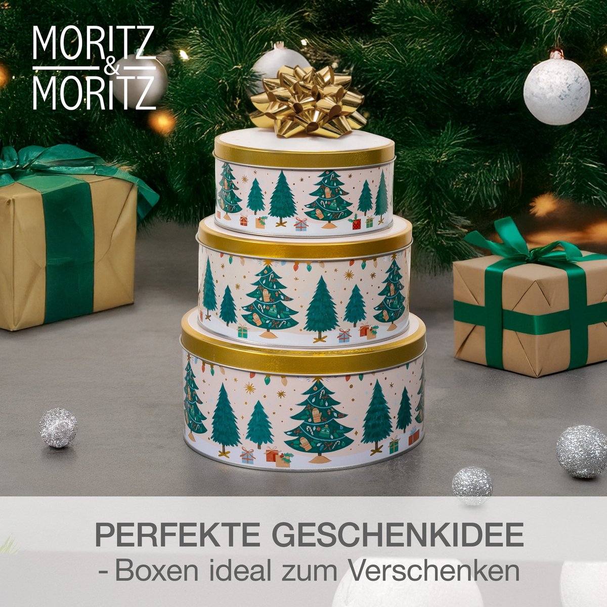 Moritz & Moritz koekjestrommels Kerstmis rond 3-delige set