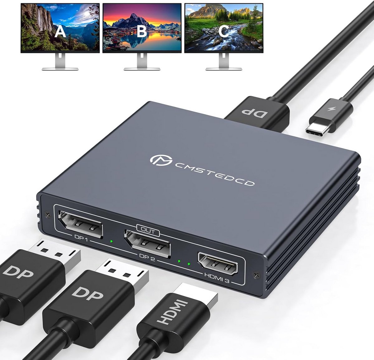 DisplayPort Splitter MST 1 in 3 Uit naar HDMI en DP Adapter 4K Ondersteunt Windows
