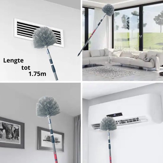ragebol met telescoopsteel - Stoffer - Plumeau - spinnenrager met telescoopsteel 175 cm - Grijs - Plumeaus - Uitschuifbaar - Duster van Ragebol — afbeelding 5
