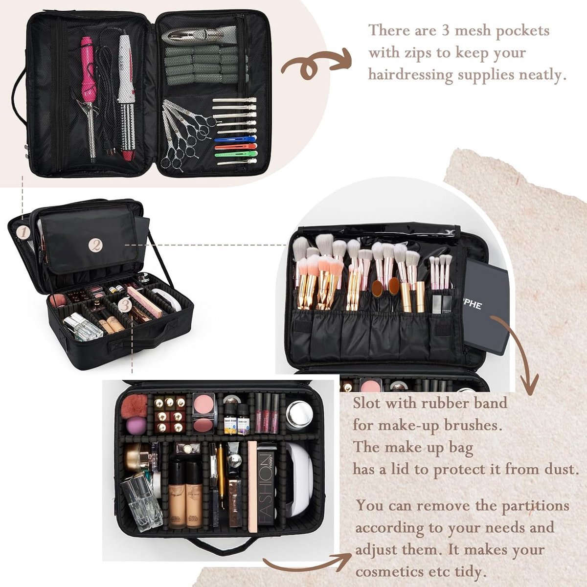 Kapperskoffer - Kapperstas - Visagie - Cosmetica Organizer - Schoonheidssalon