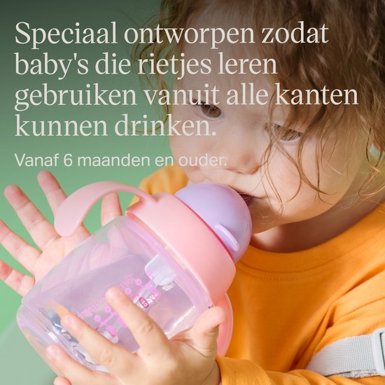 Tommee Tippee rietjesbeker - 2 stuks - 240 ml - met handgrepen en verzwaard siliconen rietje - voor peuters van 6m+ maanden - blauw en oranje van Merkloos — afbeelding 4
