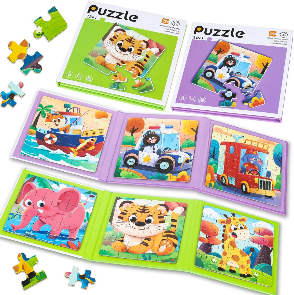 2-Delige Magnetische Reis-Puzzelset Vanaf 3 Jaar Educatief Speelgoed