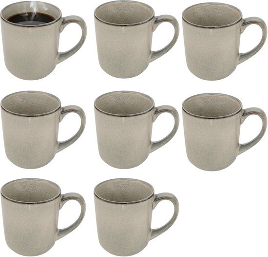 Secret de gourmet Tasse à café - 8x - vert clair - céramique - 420 ml - gobelet - tasses