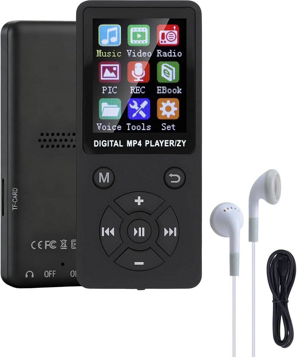 Draagbare MP3/MP4 Speler 64GB met Bluetooth 5.0 en Ingebouwde Luidspreker