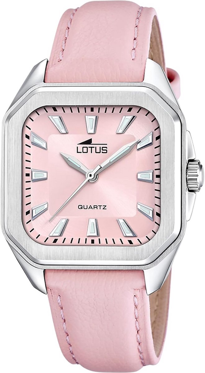 Dames Horloge met Roze Wijzerplaat en Leren Band
