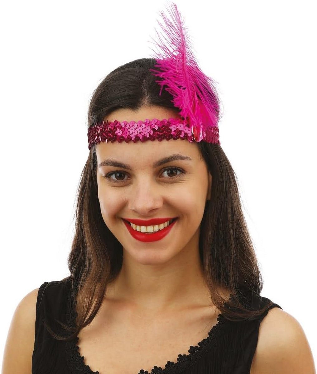 Charleston Haarband met Pailletten en Veer Feestaccessoire