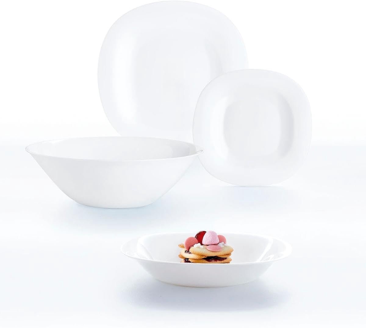 Luxe 19-delige Witte Serviesset van Glas voor 6 Personen - Vaatwasserbestendig
