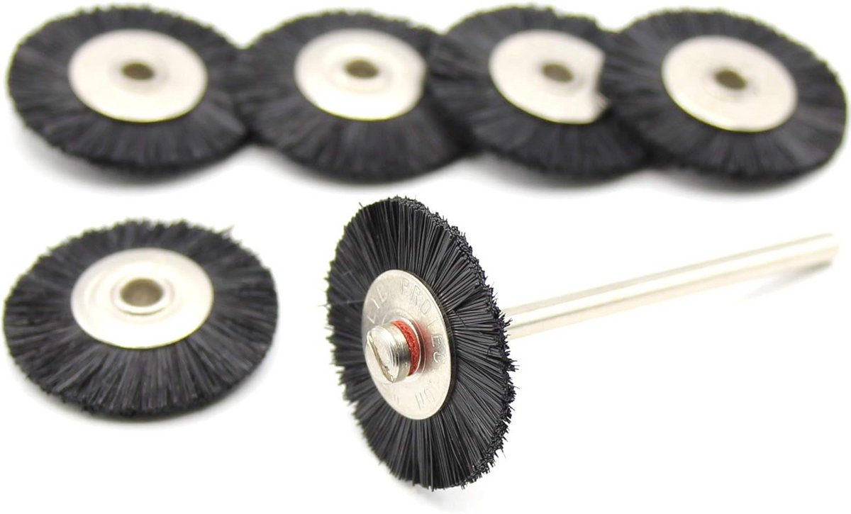 6x Nylon Polijstborstel Set 25mm voor Minischuurmachine en Rotatiegereedschap