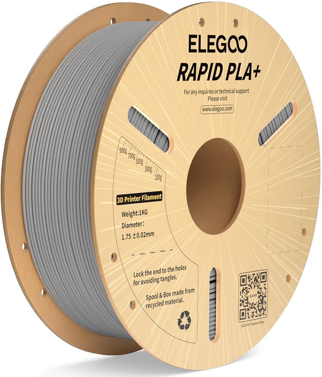 High Speed PLA+ Filament 1,75mm Grijs 1KG voor 3D-printer - Snelle Prints