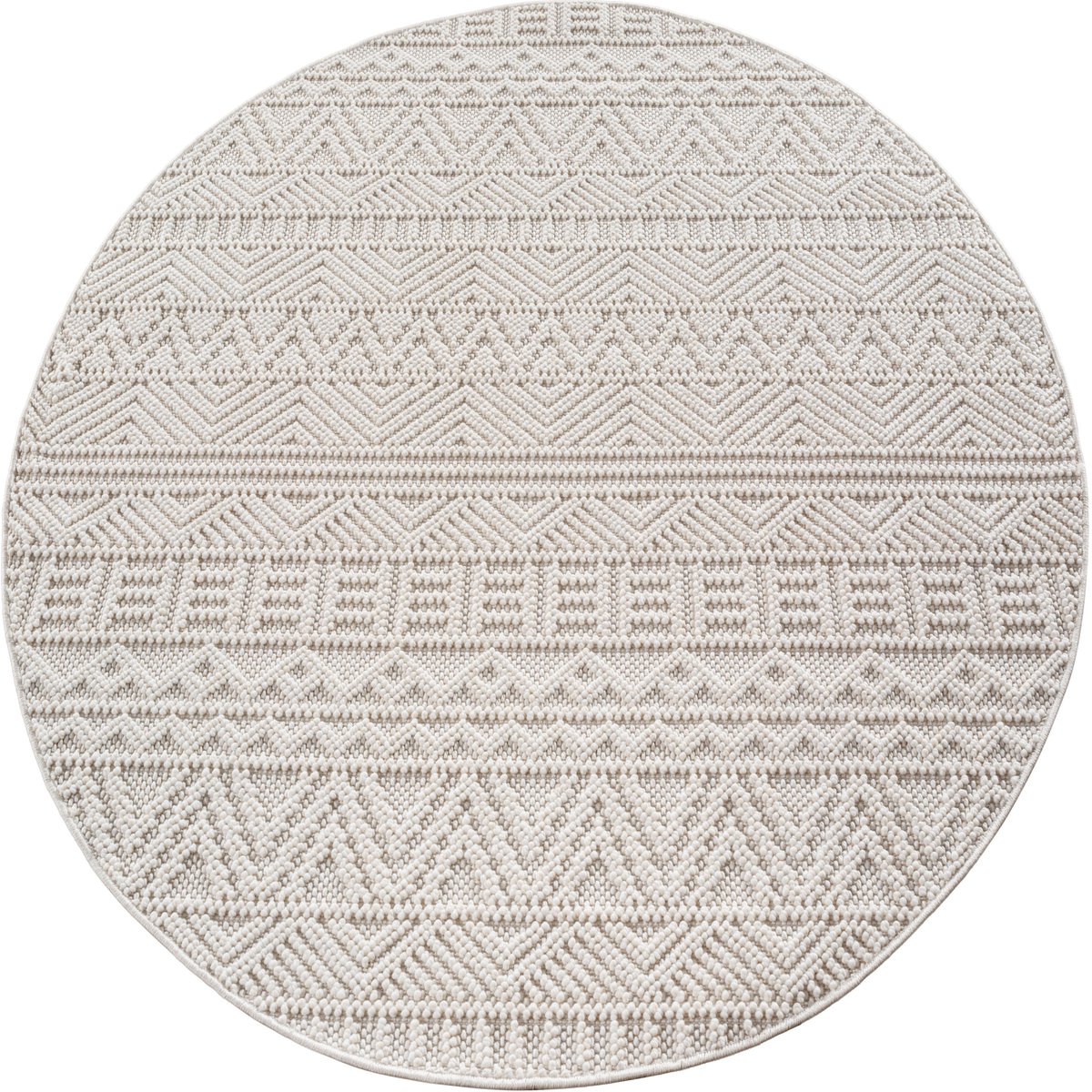 Ayyildiz Helix Boho Vloerkleed Creme 160 cm rond – Effen Laagpolig Tapijt – Modern Bohemian Design voor Woonkamer en Slaapkamer