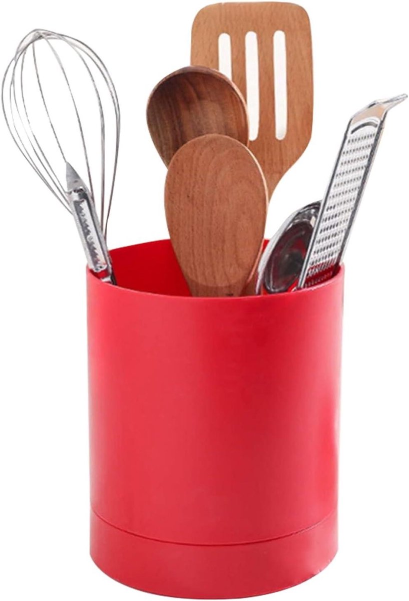 360 Graden Draaibare Eetstokjesmand voor Thuiskeuken - Servies Opslagcontainer - Rood