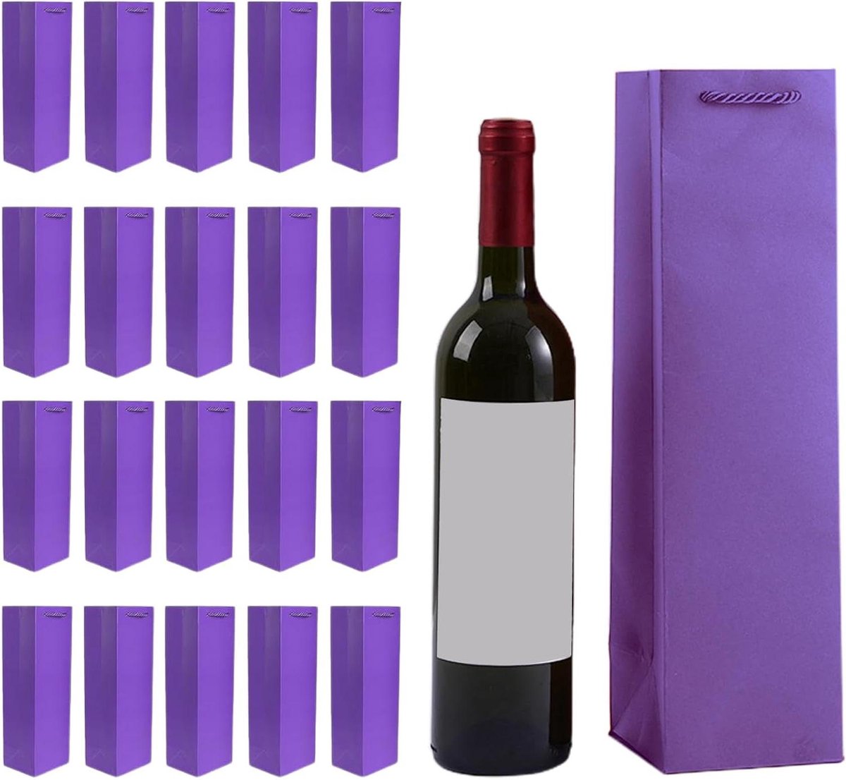 Wijngeschenkzakje met handvat voor Kerst, bruiloft, feest - set van 20 fleszakken