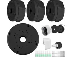 4x Waterdichte Camera Aansluitdoos Zwart IP65 - Kabeldoos voor Buitenbeveiliging