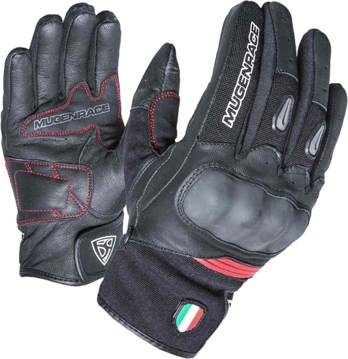 MUGENRACE Neo Kort Zwart Rode Handschoenen - Handschoen