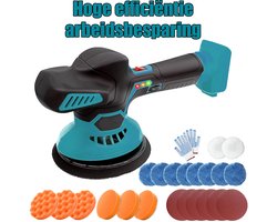 Draadloze autopolijstmachine compatibel met Makita-accu, 19-delige autopolijstset, 6 variabele snelheden, 6000 tpm, autopolijstmachine voor waxen, detailing en krasverwijdering (exclusief accu)