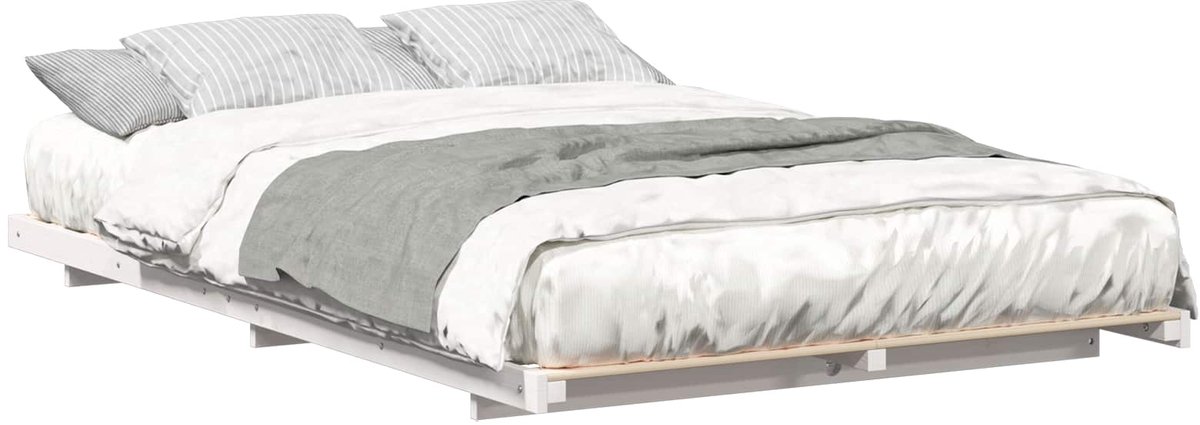 vidaXL - Bedframe - Wit - 120 - x - 190 - cm - Massief - grenenhout