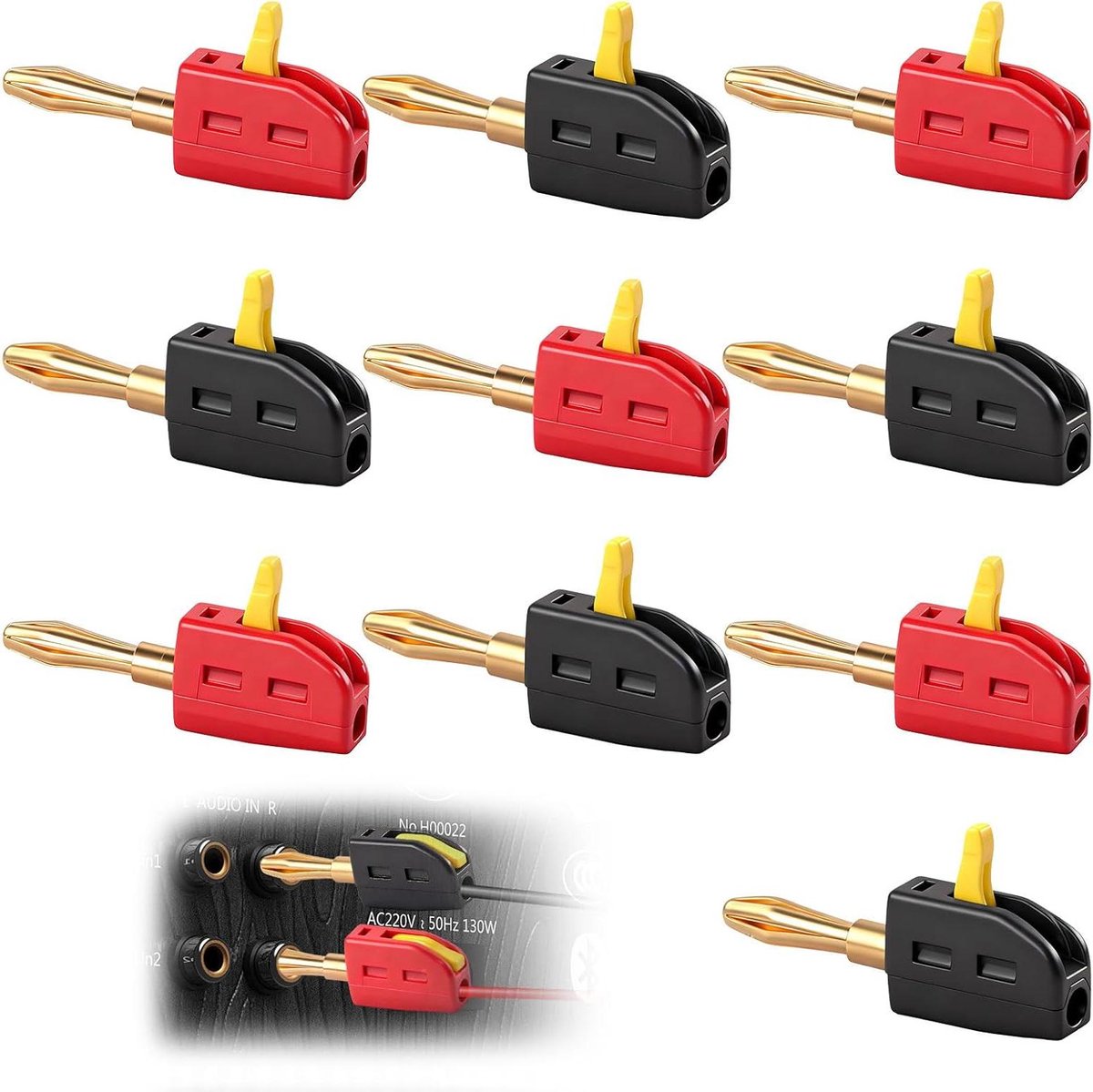 10 stuks banaanstekkers voor luidsprekerkabels - Snelle verbinding, hoge stroomcapaciteit.