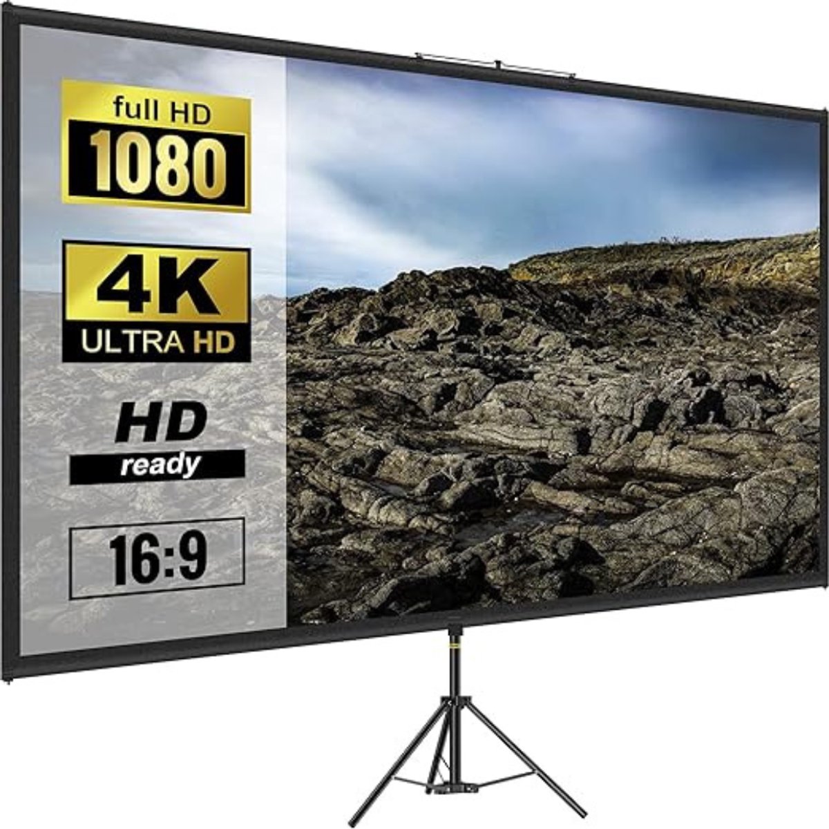 SNJY® Projectiescherm - Projectiescherm met Statief - Projectieschermen - 110 Inch/279 cm - 16:9 4K HD - Zwart/Wit