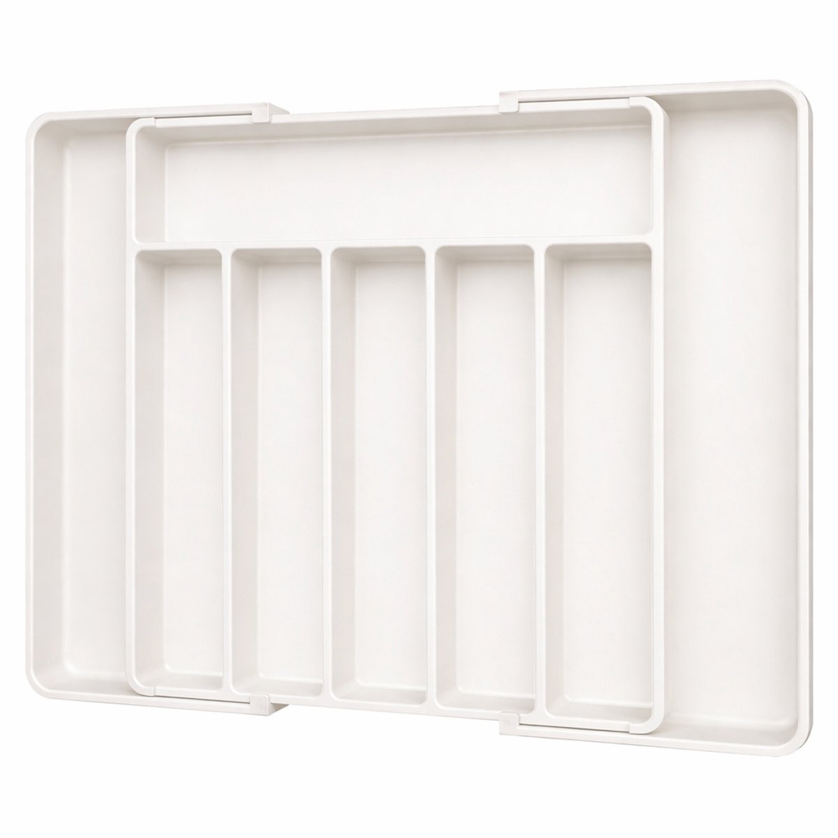 Somstyle Uitschuifbare Bestekbak - 33.5 / 57 x 38 x 5 CM - Besteklade Organizer - Bestekhouder met 8 Vakken - Wit