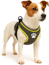 Harnas hond – honden tuigje – harnas hond anti trek – hondentuigjes – hondentuig anti trek – Flamingo Step&Go Tasha – grijs – maat S – A:46cm B:55-65cm x 12mm x 5mm