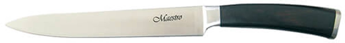 Maestro MR-1463 Universeel Keukenmes - 5” (12.5 cm) - Hoogwaardig Roestvrij Staal (RVS) - Ergonomisch Edel houten Handvat - Officemes - Zilver/Bruin