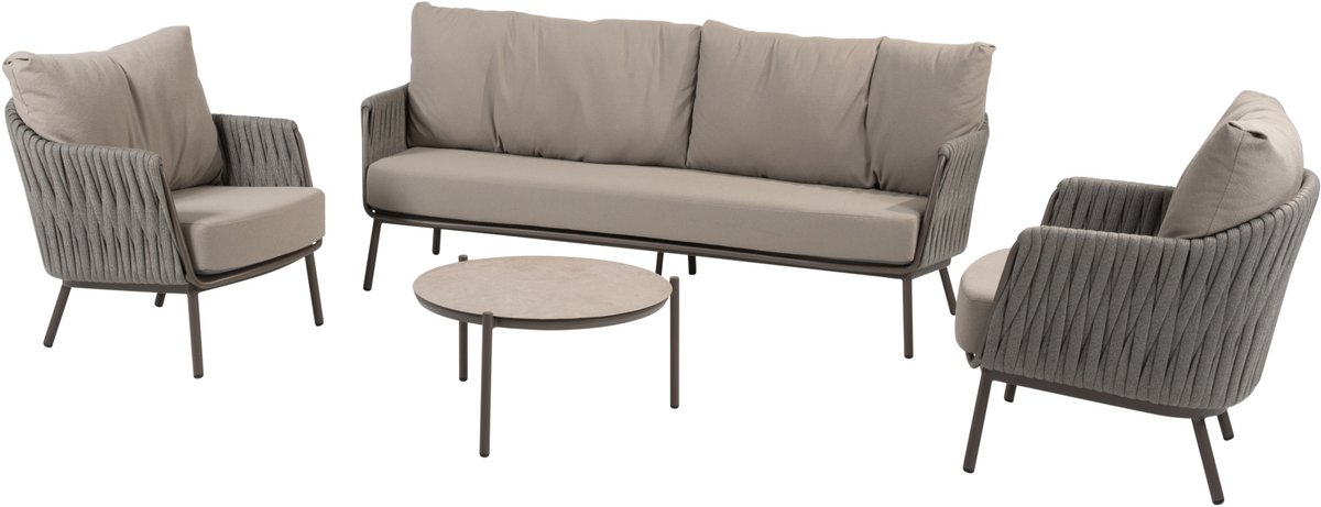 4 Seasons Outdoor Vic Cannes stoel bank loungeset 4 delig organic terre Taste 4SO Bruin / Terre