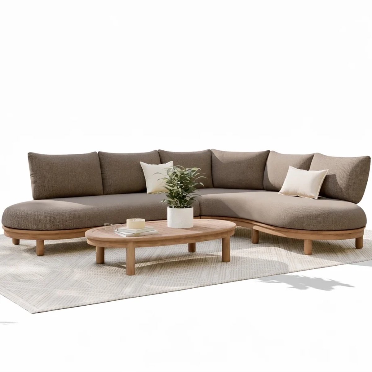 Eleganza organische hoek loungeset 3 delig hardhout