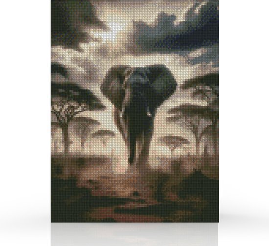 Rubye® Broderie Diamant Adultes & Enfants - Kit Complet - Éléphant Sauvage - 30x40cm