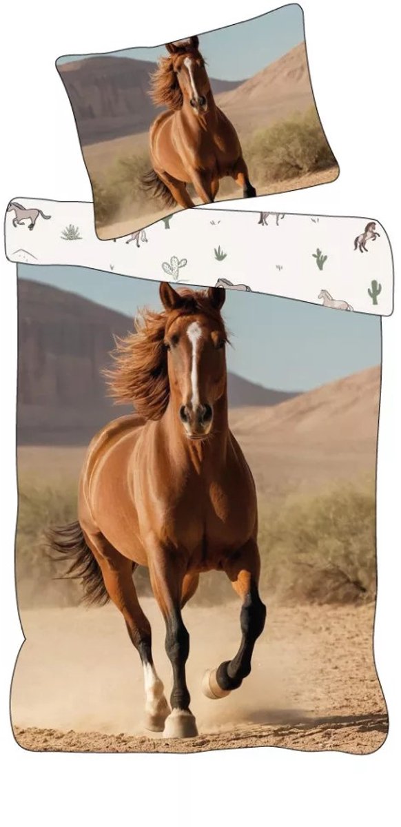 Dekbedovertrek Paard in de woestijn - 140 x 200 cm - Katoen