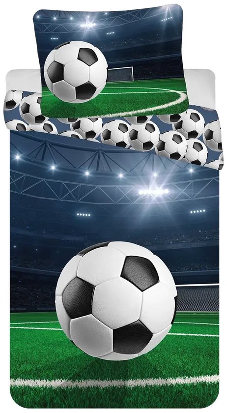 Voetbal Dekbedovertrek Eenpersoons - 140 x 200 cm + 70 x 90 - Katoen
