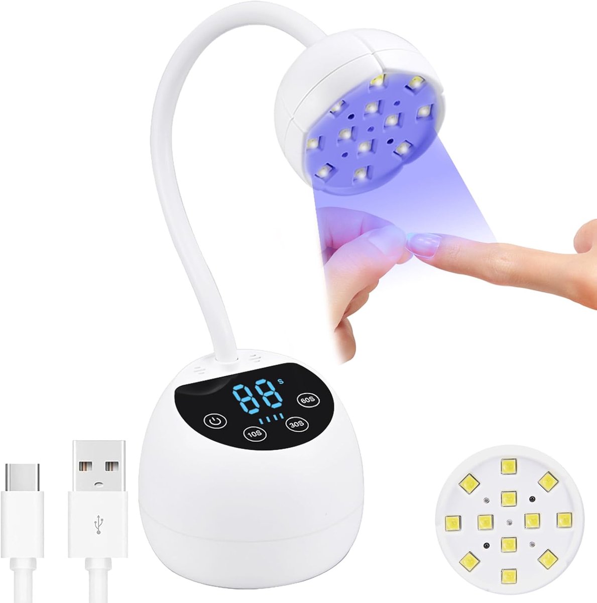 UV LED-nagellamp - Met 3 timers en LCD-display - 36W - Snelhardende gelnagellamp - Automatische sensor - Draagbare 360° USB-gelnageldroger UV-lamp, geschikt voor thuisgebruik