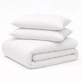 Decoware Dekbedovertrek Uni 200x220 cm - Wit - Katoen - Met Kussenslopen - Tweepersoons