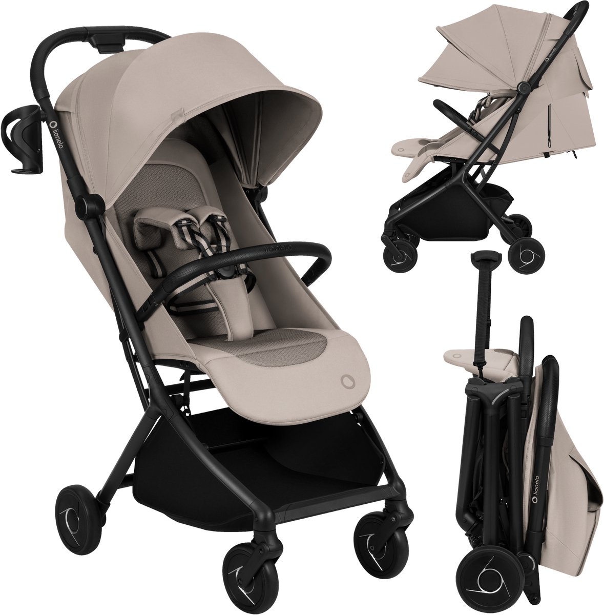 Lionelo Sia Buggy - Ultralichte Wandelwagen 5,9 kg – Ultracompact 18x51x49 cm – Eénhandbediening – Click&Ride Rem – inGrip Harnassysteem – Dri-Seat – Inclusief Muskietennet & Draagriem