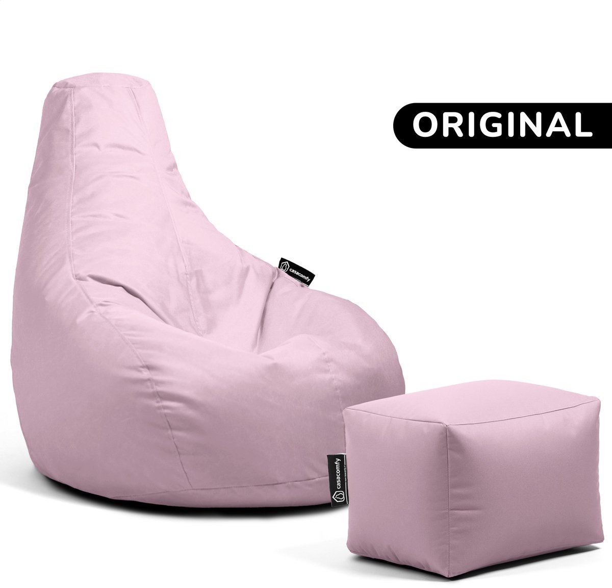 Casacomfy Premium Original - Complete Zitzak Set met Voetenbankje - Voor Volwassenen & Kinderen - Inclusief 200L Vulling - Lichtroze