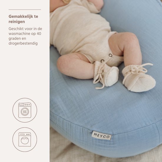 Meyco Baby Uni Relaxhoes Voor Voedingskussen - Pre-washed Hydrofiel - Jeans Blue van Merkloos — afbeelding 3