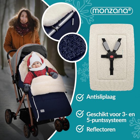 Babyvoetenzak met Reflectoren, Weerbestendig, Antislip, Ideaal voor Kinderwagens en Autostoelen, 90 x 60 cm, Marineblauw — afbeelding 5
