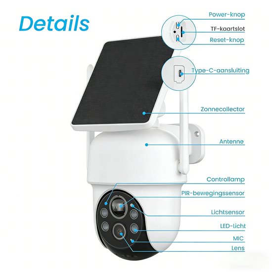 TWUFY Q04 Solocamera - 4MP Draadloze Beveiligingscamera voor Buiten - 360° Dekking - Geïntegreerd Zonnepaneel - AI-Bewegingsdetectie - Bundelvoordeel - 2 Stuks van Merkloos — afbeelding 3