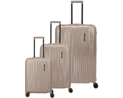 Travelite Barbara Novelty 4 wielen Kofferset 3-delig met uitbreidingsplooi - Harde bagage - TSA slot - satin nude