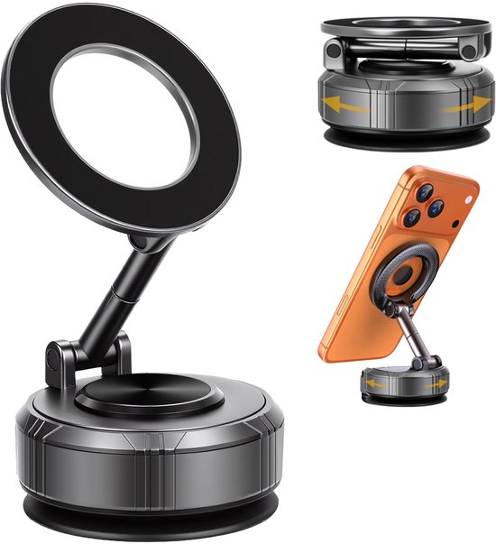 Blynk Magnetische Telefoonhouder Auto – Vacuüm Zuignap Dashboard & Raam – 360° Draaibaar – GSM Houder - Sterke Magneet – Geschikt voor iPhone MagSafe en Android