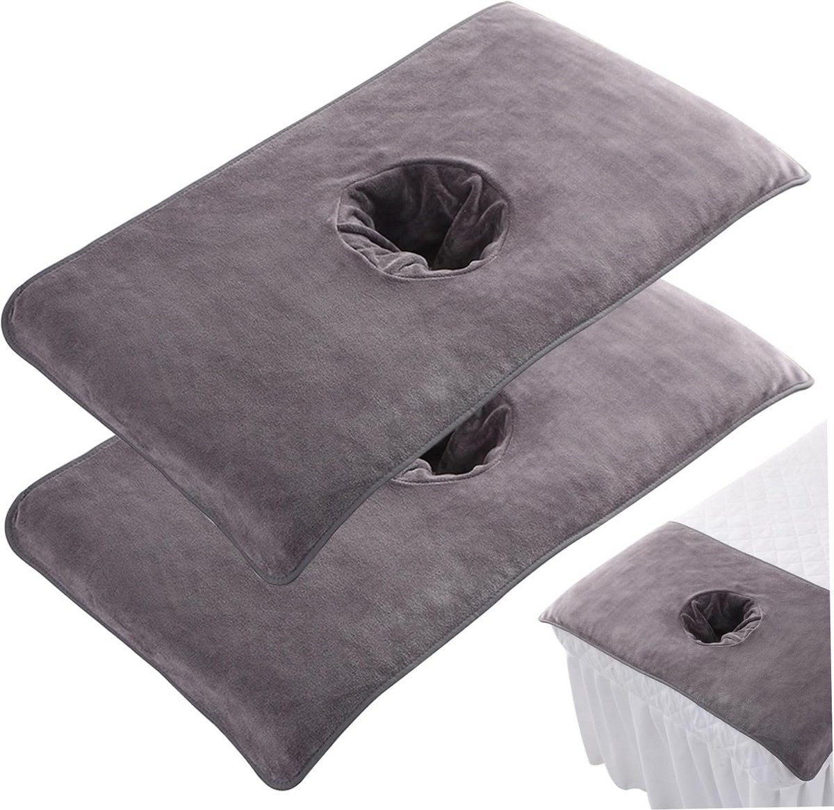 Set van 2 Microvezel Massagetafelhoezen met Gezichtsopening - Wasbaar en Comfortabel