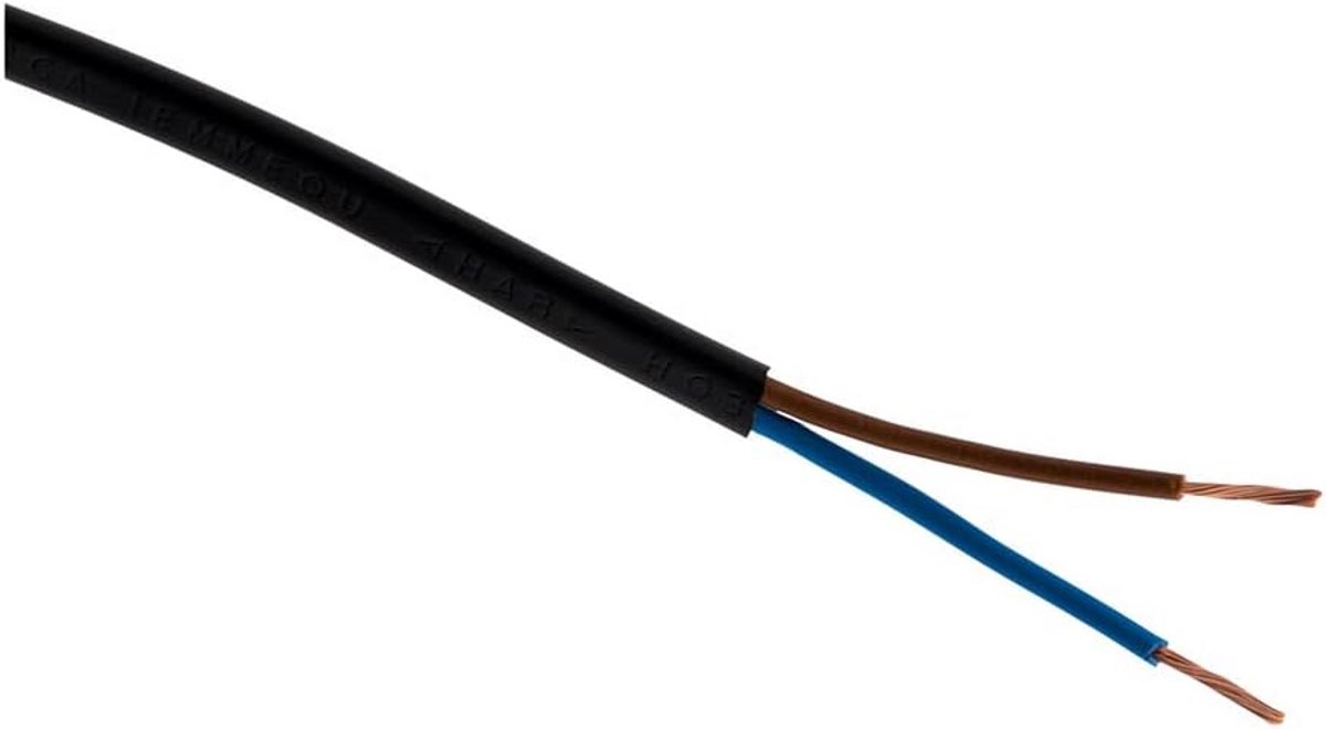 Platte Elektrische Snoer H03VVH2-F 2x0.75mm² Zwart 5 Meter voor Binnenapparaten