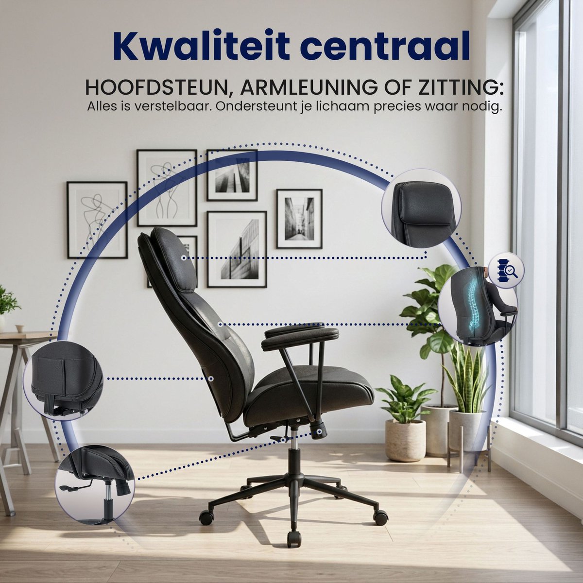 CLP Siddar Bureaustoel Ergonomisch met Kantelbare Rugleuning - afbeelding 3