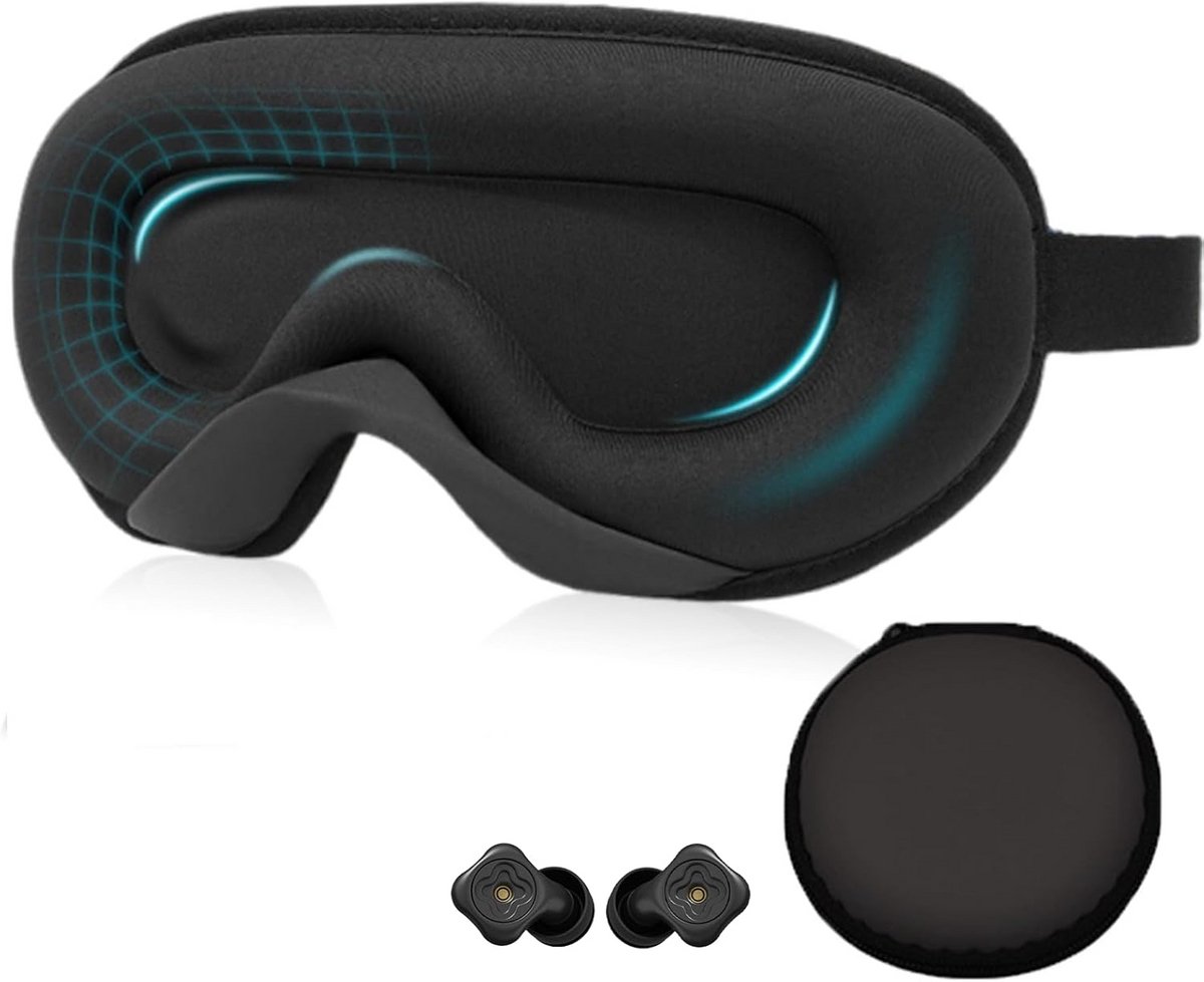 Pro Comfort 3D Slaapmasker met Oordopjes voor Zijden Slapers - Herbruikbaar en Ruisonderdrukkend
