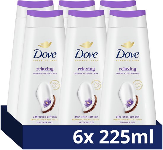 DOVE Advanced Care Douchegel - Relaxing - verbeterde formule met Pro-Ceramide technologie, jasmijn en kokosmelk - 6 x 225 ml