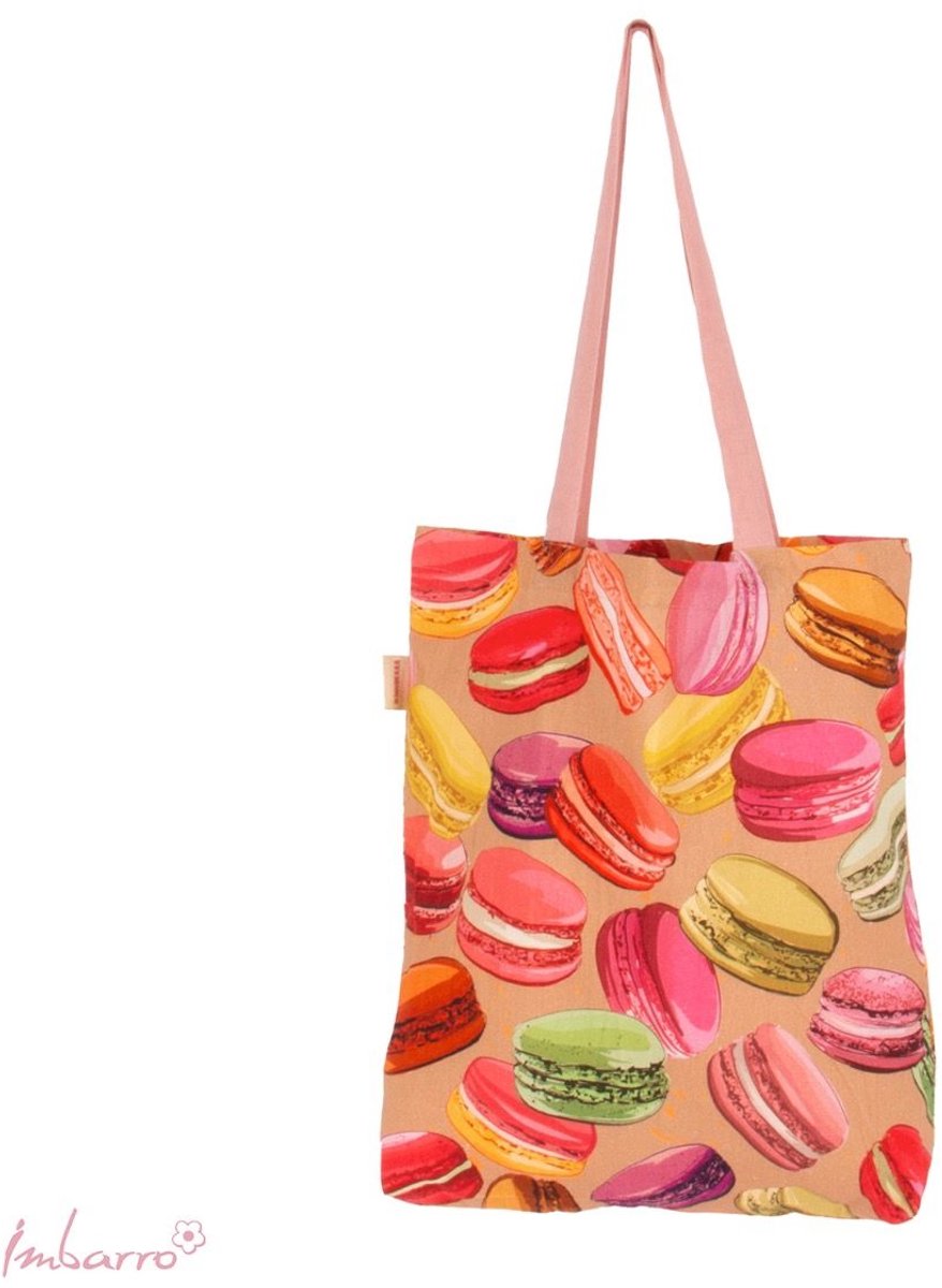 Imbarro - Easybag - Katoenen Tasje - Boodschappentas - Shopper - Macarons - Katoen - 50x40cm