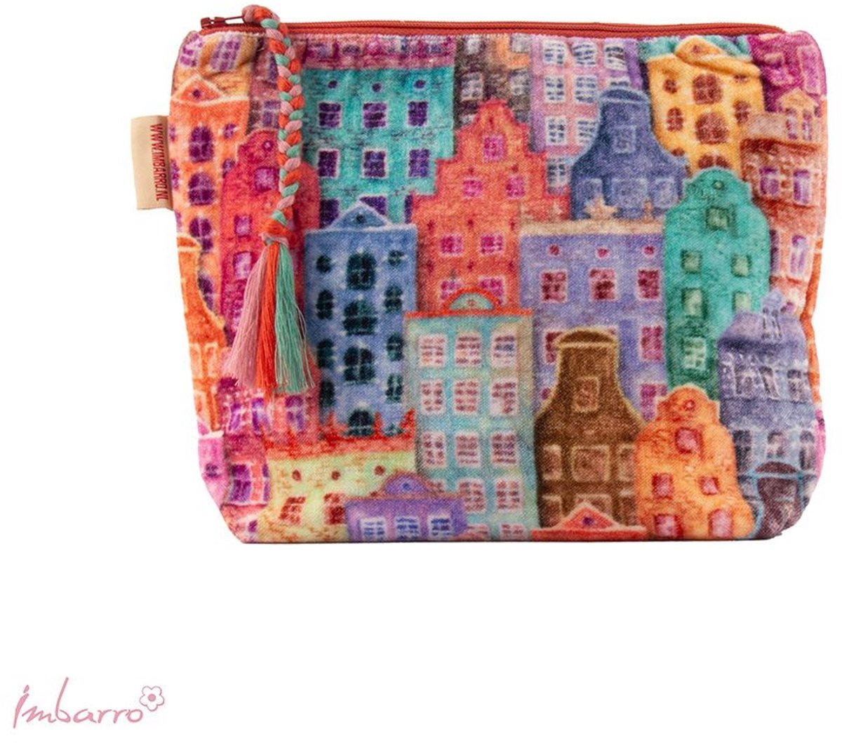 Imbarro - Pouch - Make-up Tas - Toilettas - Home Sweet Home - Velvet - 24x20 cm