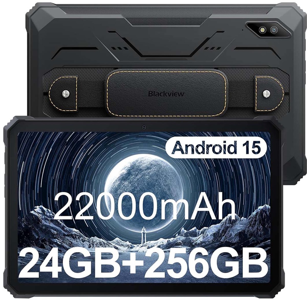 Tablet Blackview Active 8 Pro - 24GB RAM - 256GB ROM - 10,36 inch - Android - 22000mAh batterij - 2,4K FHD+ - Dual SIM 4G - IP68/IP69 K - GPS - NFC - Zwart