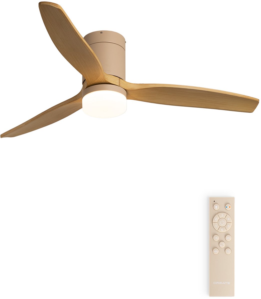 CREATE - Stille 40W plafondventilator met technische ABS bladen in verschillende maten - Met licht - WIND CALM