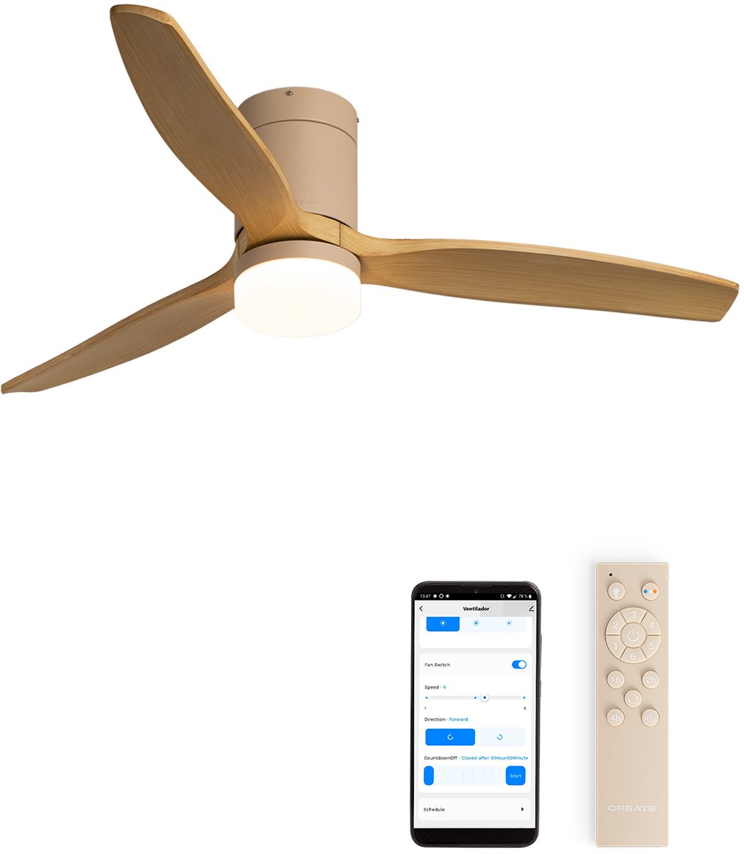 CREATE - Stille 40W plafondventilator met technische ABS bladen in verschillende maten - WIND CALM